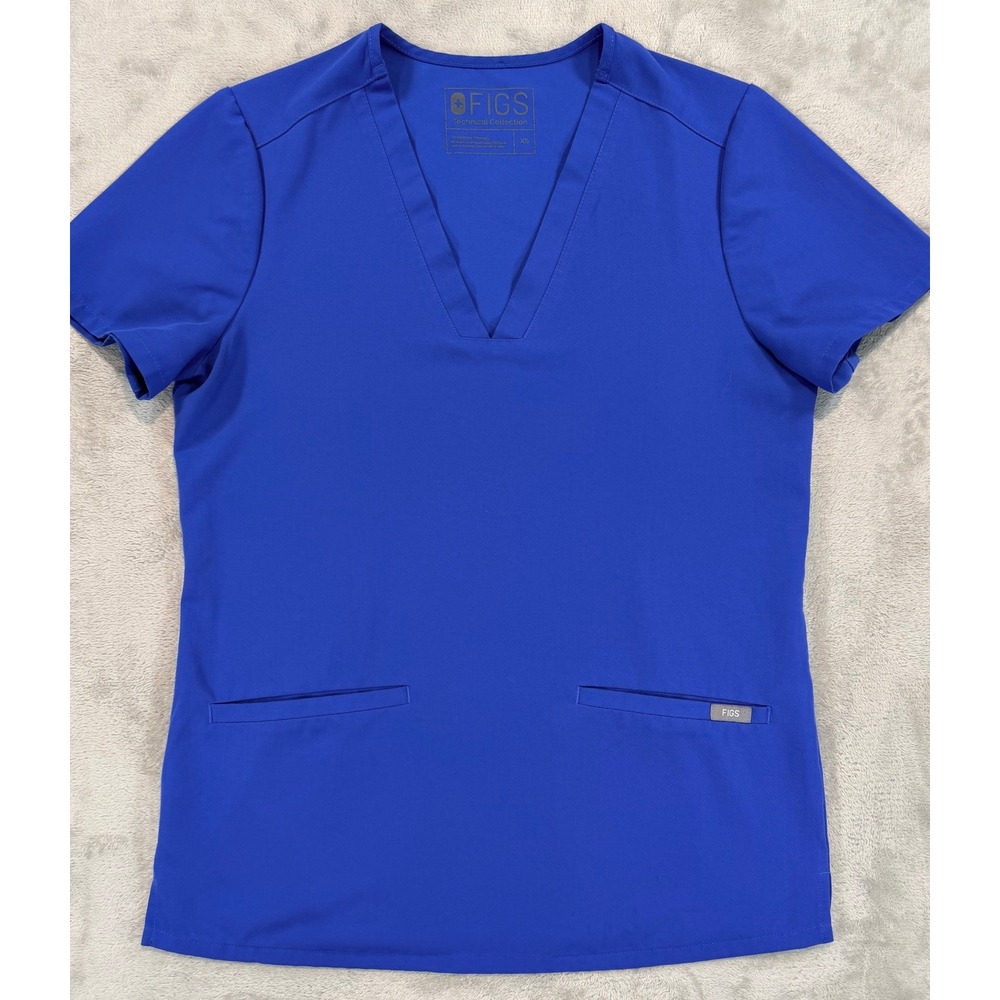FIGS Womens FionX Technical Collection Casma Scrub Top Royal Blue XS
